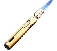 Briquet Torche Solaire en métal, Portable et Coupe-Vent, Triple Flamme, Flamme réglable, idéal for Le Camping, Les Bougies et Les Cadeaux d'extérieur(Gold)