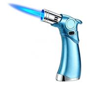 Briquet Torche Triple Jet Coupe-Vent, Rechargeable avec Verrouillage de sécurité réglable | Briquet en métal Multifonctionnel for Le Camping, EDC et la Survie en Plein air(Blue2)