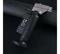 Briquet Turbo à gaz Butane coupe-vent pour l'extérieur, avec deux types de flammes, torche, grande puissance de feu, BBQ, cuisine, pistolet de pulvérisation d'allumage noir avec boîte