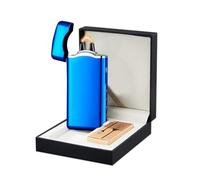 Briquet USB C Rechargeable à Arc électrique Plasma pour Bougie électronique Coupe-Vent en métal Cool Torche Haute Puissance avec Coffret Cadeau pour Homme et Femme (Bleu)