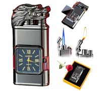 Briquet vintage, briquet coupe-vent, lunette de montre vintage, torche à jet, briquet de montre, briquet coupe-vent, butane rechargeable, conception à double flamme for l'extérieur, le camping ( Color