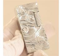 Briquet Vintage en Laiton avec Flamme Douce, Design à Rabat et allumage latéral, adapté aux réunions d'affaires, aux Cadeaux de Luxe et aux Collections.(Silver2)