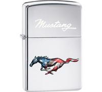 Briquet Zippo 60004523 Ford Mustang chrome poli couleur lasuré feu tempête