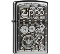 Zippo – Briquet Tempête Engrenages – Chrome satiné, Rechargeable, Boîte cadeau