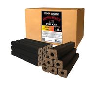 Briquettes de chêne PINI Kay 33 cm de long carrées avec trou de tirage 30 kg de briquettes de bois dur Briquettes de bois de chauffage Chêne Cheminée Poêle Foyer Barbecue