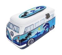 BRISA Collection VW - Trousse en néoprène Universelle Volkswagen pour Maquillage Voyages et Pharmacie, Motif T1 Combi Bus (Surf/Bleu/Grand)