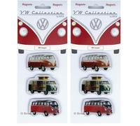 BRISA VW Collection - Aimants pour réfrigérateur, Bureau et Tableau d'affichage Combi T1 de Volkswagen (Ensemble de 3 / Camper/Multicolore) (Lot de 2)