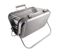 BRISA VW Collection - BBQ portable en forme de valise Volkswagen avec grille, poignée de transport en acier inoxydable T1 Bus (Silhouette/Argent).