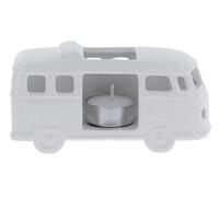 BRISA VW Collection Bougeoir pour Bougie Chauffe-Plat en Forme de Bus Volkswagen T1 Kombi en céramique pour la décoration de Table à l'échelle 1:28 (Classic Bus/Blanc)