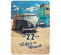 BRISA VW Collection Calendrier perpétuel Volkswagen T1 Bulli Bus - 37 x 27 x 0,5 cm - Carton imprimé 4c - Beachlife - Multicolore