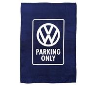 BRISA VW Collection - Couverture Douce en Molleton câlin Volkswagen au Design du Logo Volkswagen (150x200cm/Parking Only/Bleu)