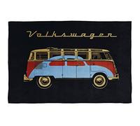 BRISA VW Collection - Couverture Douce en Molleton câlin Volkswagen au Design T1 Bus & Coccinelle (150x200cm/Noir)
