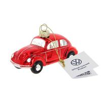BRISA VW Collection - Décorations de Noël Volkswagen Coccinelle/Beetle en Verre dans Une boîte Cadeau (Rouge), 10,4 x 4,4 x 6 cm