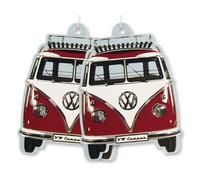 BRISA VW Collection - Distributeur de parfum rafraîchissant pour voiture Volkswagen Combi T1 Bus - Vendu à l'unité (Face du bus/Vanille/Rouge/Ensemble de 2)