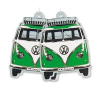 BRISA VW Collection Distributeur de parfum rafraîchissant pour voiture Volkswagen Combi T1 Bus Vendu à l'unité (Face du bus/Pomme verte/Vert/Ensemble de 2)
