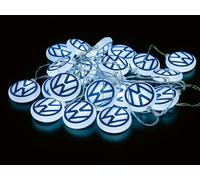 BRISA VW Collection - Guirlande lumineuse 3D à piles pour jardin - Éclairage de fête - Design Volkswagen (Logo VW/Blanc)