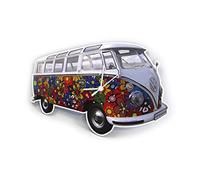 BRISA VW Collection - Horloge Murale d'atelier Volkswagen au Design du Combi T1 (Flower Power/Coloré)