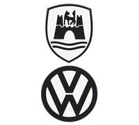 BRISA VW Collection Lot de 2 aimants en Caoutchouc Volkswagen pour réfrigérateur, Tableau magnétique, Tableau Blanc, Tableau d'affichage (Lot de 2 Logos VW & blasons Wolfsburg)