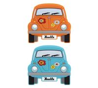 BRISA VW Collection Lot de 2 aimants Volkswagen Coccinelle/Coccinelle en Caoutchouc - pour réfrigérateur, Tableau magnétique, Tableau Blanc, Tableau d'affichage (Lot de 2, Orange et Bleu)