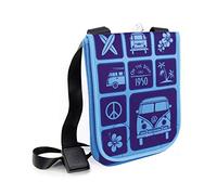 BRISA VW Collection - Petite sacoche bandoulière en néoprène pour épaule et culture au format portrait avec motif du Combi T1 Volkswagen (Surf/Bleu)