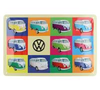 BRISA VW Collection - Plaque Rétro en Tôle Volkswagen - Idée Cadeau Décoration Vintage en Métal au Design du Bus T1 (Multicolore)