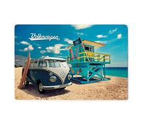 BRISA VW Collection - Plaque Rétro en Tôle Volkswagen - Idée Cadeau Décoration Vintage en Métal au Design du Bus T1 (Beachlife/Multicolore)
