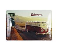 BRISA VW Collection - Plaque Rétro en Tôle Volkswagen - Idée Cadeau Décoration Vintage en Métal au Design du Bus T1 (Highway 1/Multicolore)