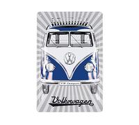 BRISA VW Collection - Plaque Rétro en Tôle Volkswagen - Idée Cadeau Décoration Vintage en Métal au Design du Bus T1 (Front/Bleu)