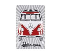 BRISA VW Collection - Plaque Rétro en Tôle Volkswagen - Idée Cadeau Décoration Vintage en Métal au Design du Bus T1 (Front/Rouge)
