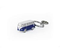 BRISA VW Collection - Porte-clés en métal émaillé 3D Volkswagen - Accessoire de Trousseau avec Anneau - Porte-clés Combi T1 (Bus Classique/Bleu)