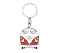 BRISA VW Collection - Porte-clés en métal émaillé Volkswagen - Accessoire de Trousseau avec Anneau - Porte-clés au Design du Combi T1 (Avant/Orange)