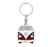 BRISA VW Collection - Porte-clés en métal émaillé Volkswagen - Accessoire de trousseau avec anneau - Porte-clés au design du Combi T1 (Avant/Rouge)