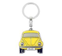 BRISA VW Collection - Porte-clés en métal émaillé Volkswagen avec Anneau, Accessoire de Porte-clés au Design Coccinelle/Beetle (Avant/Jaune)
