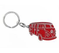 BRISA VW Collection - Porte-clés en métal Volkswagen - Accessoire de trousseau avec anneau - Porte-clés au design du Combi T1 (Silhouette/Rouge)