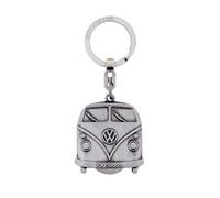 BRISA VW Collection - Porte-clés en métal Volkswagen avec jeton de caddie - Accessoire de trousseau avec anneau - Porte-clés Combi T1 (Avant/Argent)