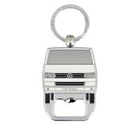 BRISA VW Collection - Porteclés Anneau Volkswagen avec Accessoire porteclés et ouvrebouteille au Design du Combi T5 (Face du Combi/Blanc)