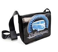 BRISA VW Collection - Sac de voyage à bandoulière extérieur vintage Volkswagen en toile de bâche avec motif du Combi T1 (Grand/Vintage/Noir)