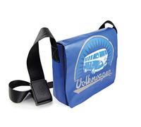 BRISA VW Collection - Sac de voyage à bandoulière extérieur vintage Volkswagen en toile de bâche avec motif du Combi T1 (Grand/Vintage/Bleu)