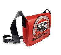 BRISA VW Collection - Sac de voyage à bandoulière extérieur vintage Volkswagen en toile de bâche avec motif du Combi T1 (Grand/Vintage/Rouge)