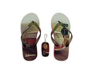 BRISA VW Collection - Sandales à entre-doigts avec motif T1 Combi Bus EU 42/43 (Highway 1/Rouge/Taille XL)