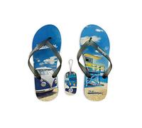 BRISA VW Collection - Sandales à entre-doigts avec motif T1 Combi Bus EU 44/45 (Beachlife/Bleu/Taille XXL)