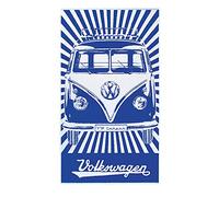 BRISA VW Collection - Serviette de Plage-Sauna-Tapis de Bain en Design Combi T1 (Samba Stripes/Bleu)