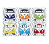 BRISA VW Collection - sous-Verres de Table lavables, Ensemble de 4, en Design VW T1 Combi (Samba Stripes Coloré/4 pièces)
