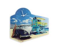 BRISA VW Collection - T1 Bus Combi Horloge Murale en Méthacrylate | Volkswagen Pendule Murale Analogique, Méthacrylate, Mouvement à Quartz, Cadeau Rétro pour Fans, Beach Life/Multicolore