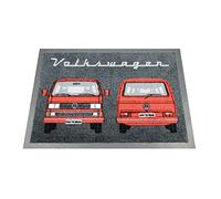 BRISA VW Collection Tapis d'entrée Volkswagen pour la Maison, avec Motifs VW (Bus Avant/Rouge)