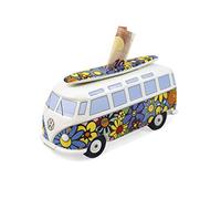 BRISA VW Collection - Tirelire Cochon Design Combi T1 Bus Samba avec Planche de Surf (Flower Power/Multicolore)