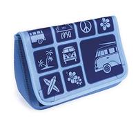 BRISA VW Collection Trousse de toilette, maquillage et cosmétiques en néoprène au design du Combi Volkswagen T1 / 27 cm (Surf/Bleu)