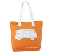 BRISA VW Collection - Volkswagen Combi Bus T1 Camper Van Sac à provisions en Coton (Canvas), Tote Bag, Sachet à main, Sacoche de plage, Cabas, Shopper Bag (Orange)