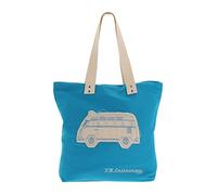 BRISA VW Collection - Volkswagen Combi Bus T1 Camper Van Sac à provisions en Coton (Canvas), Tote Bag, Sachet à main, Sacoche de plage, Cabas, Shopper Bag (Turquoise)