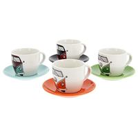 BRISA VW Collection - Volkswagen Ensemble tasse à espresso, café, thé et cappuccino (Bus Avant/4 Couleurs/4 Tasses)